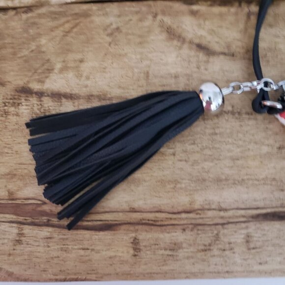 Brighton Love Chain Jewels Crossbody Canvas Purse w/ Black Tassel Zipper Pull - Picture 4 of 10